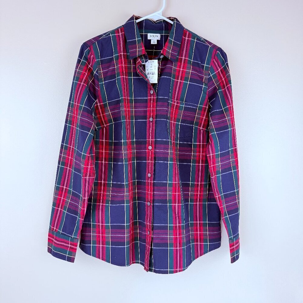 NWT J.Crew Classic Plaid Button-Down Cotton Shirt | Timeless Flannel Look M